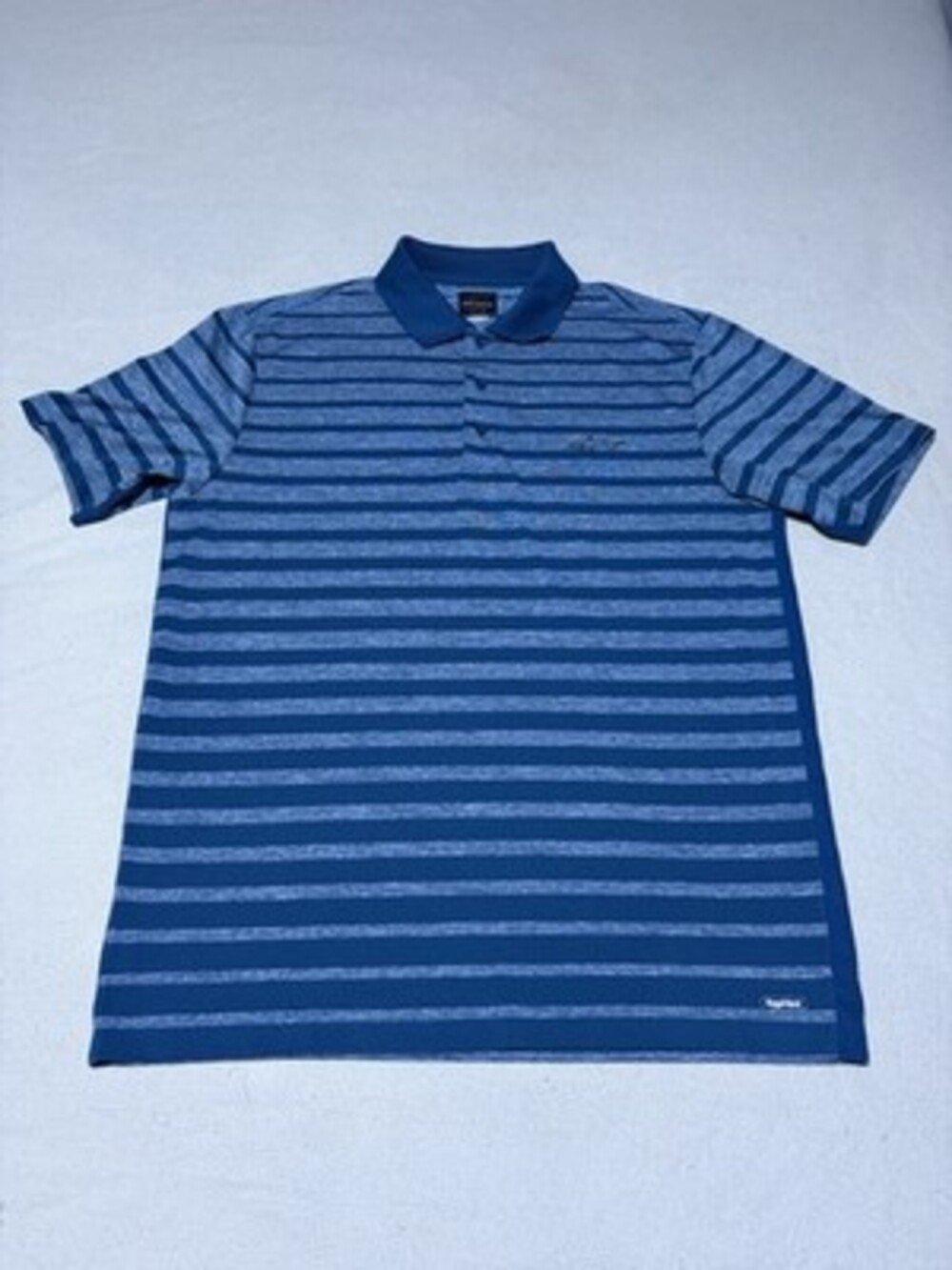 Greg Norman Tasso Elba Play Dry Polo Shirt Men's L Blue Striped Golf RapiVent